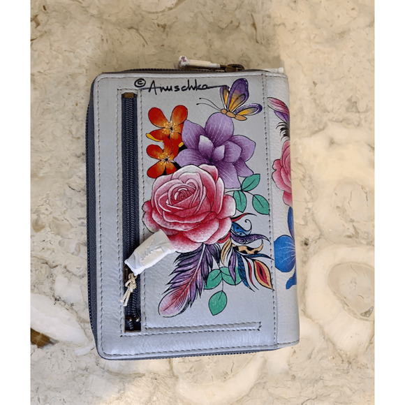 Anuschka Hand Painted Wallet Organizer Wallet Lion - Picture 2 of 8